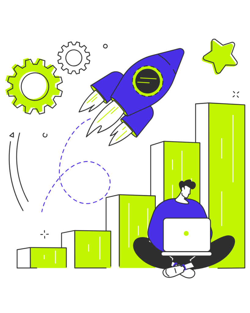 Ilustración de estrategias digitales para hacer crecer negocios en Markdi